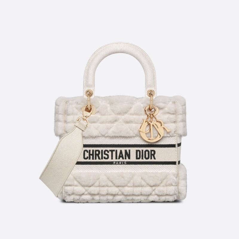 Christian Dior Medium Lady D-Lite Bag M05659 in Cannage Shearling