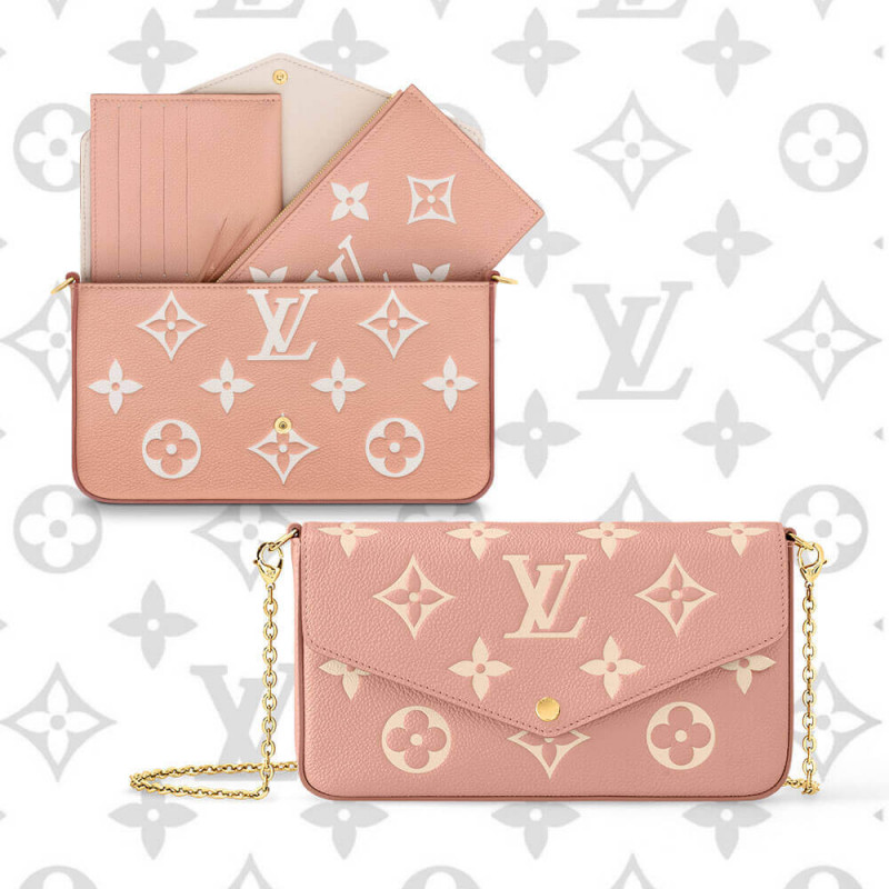 Louis Vuitton Bicolor Monogram Empreinte Leather Felicie Pochette M81759 Pink