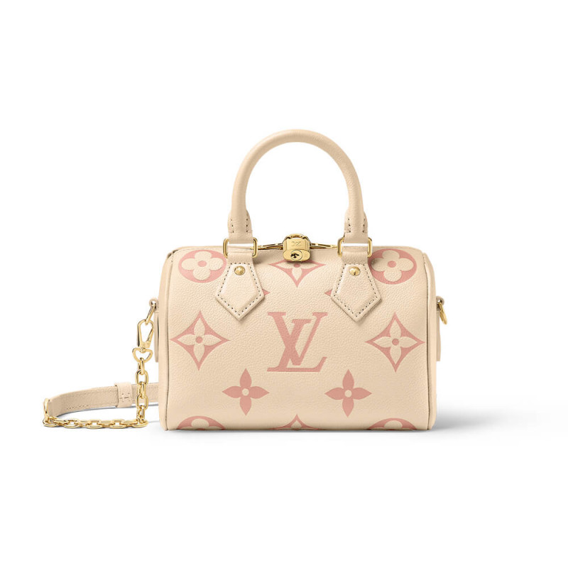 Louis Vuitton Monogram Empreinte Leather Speedy Bandouliere 20 Bag M46397 Creme/Pink