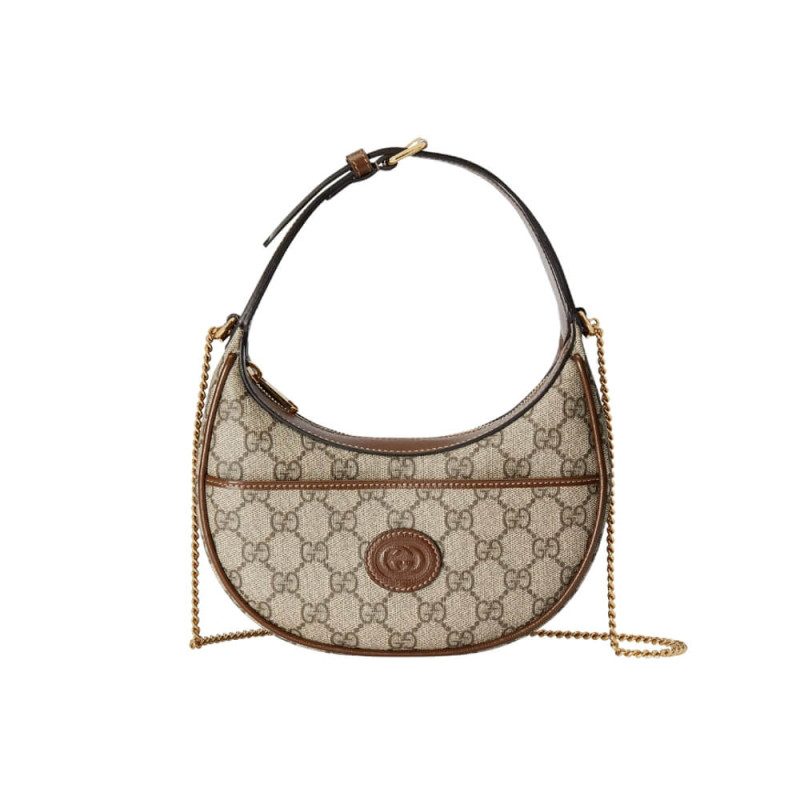 Gucci Half-Moon-Shaped Mini Bag with Interlocking G 726843 Brown