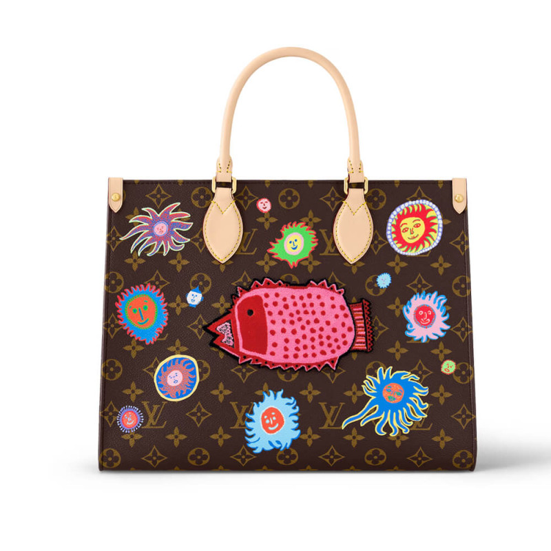 LV x YK OnTheGo MM with Faces Print and Embroidery M46429