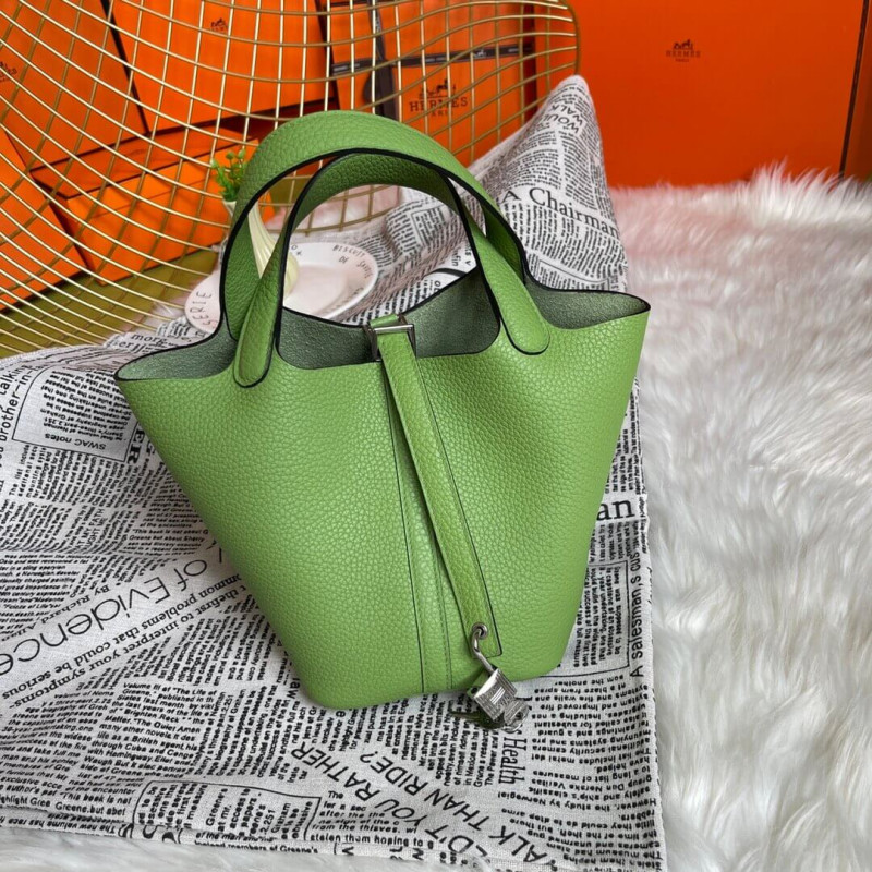 Hermes Picotin Lock Bag in Taurillon Clemence Vert Criquet