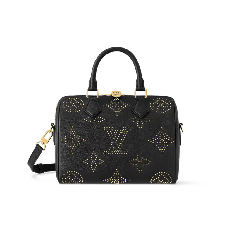 Louis Vuitton Speedy Bandouliere 25 M46736 Black Monogram Empreinte With Studs