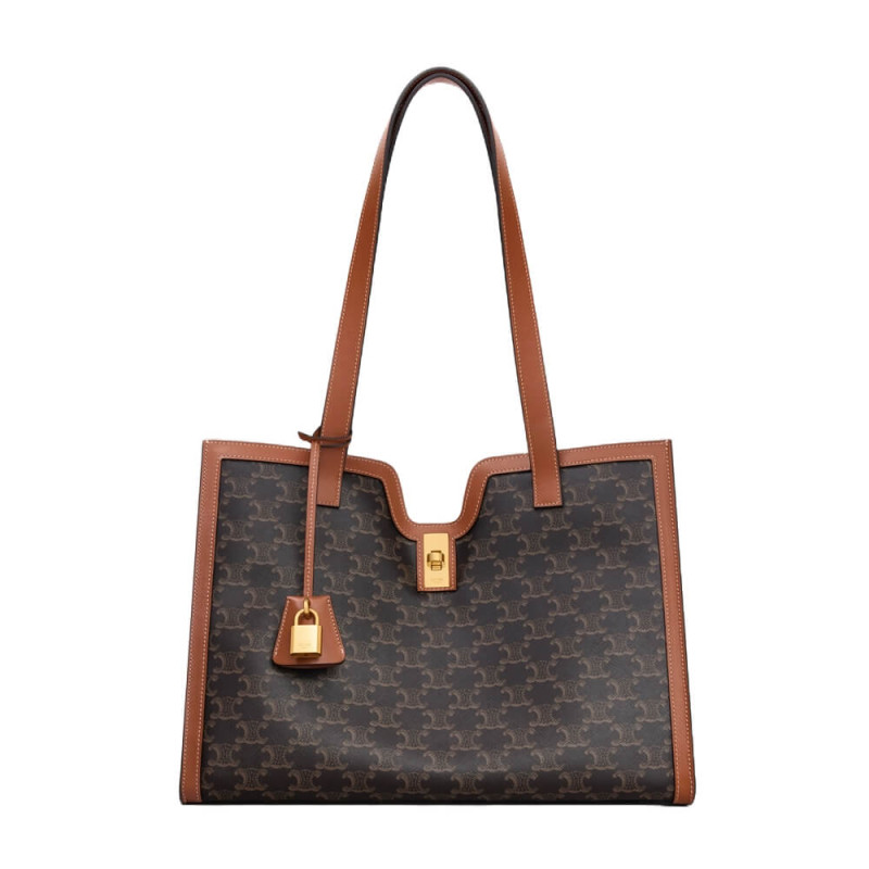 Celine Cabas 16 In Triomphe Canvas and Calfskin 114482