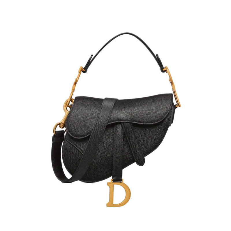 Dior Mini Saddle Bag with Strap Grained Calfskin M0456