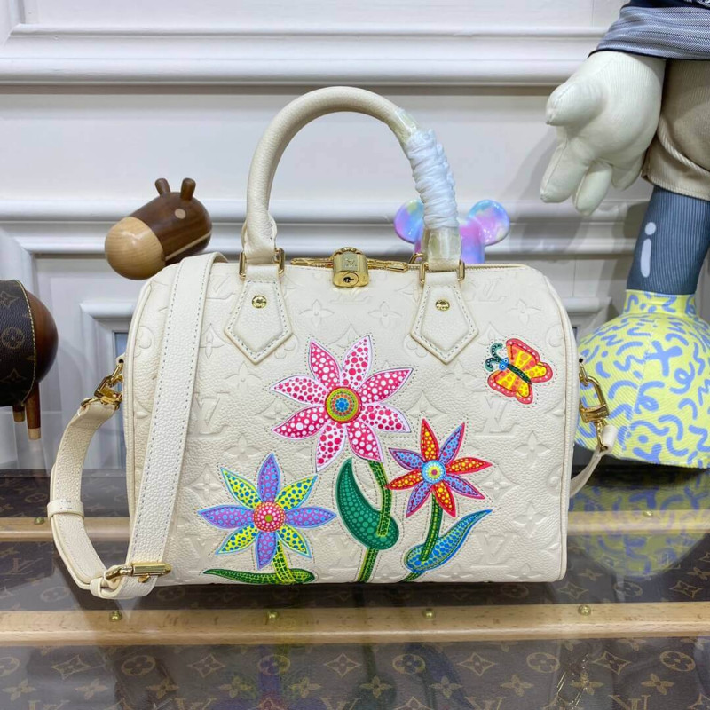 LV x YK Speedy Bandouliere 25 with Flower Marquetry M46415