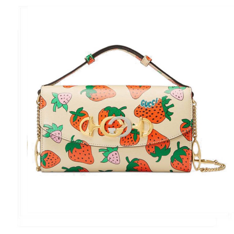 Gucci Zumi Strawberry Print Small Shoulder Bag 572375