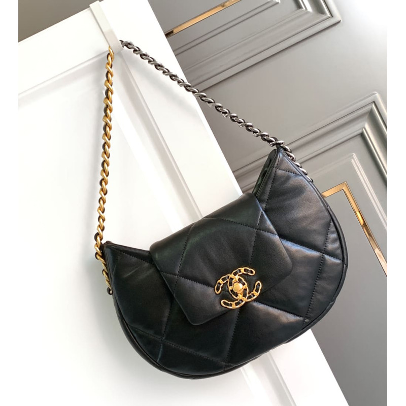 Chanel 19 Hobo Bag Black Quilted Lambskin AS4638