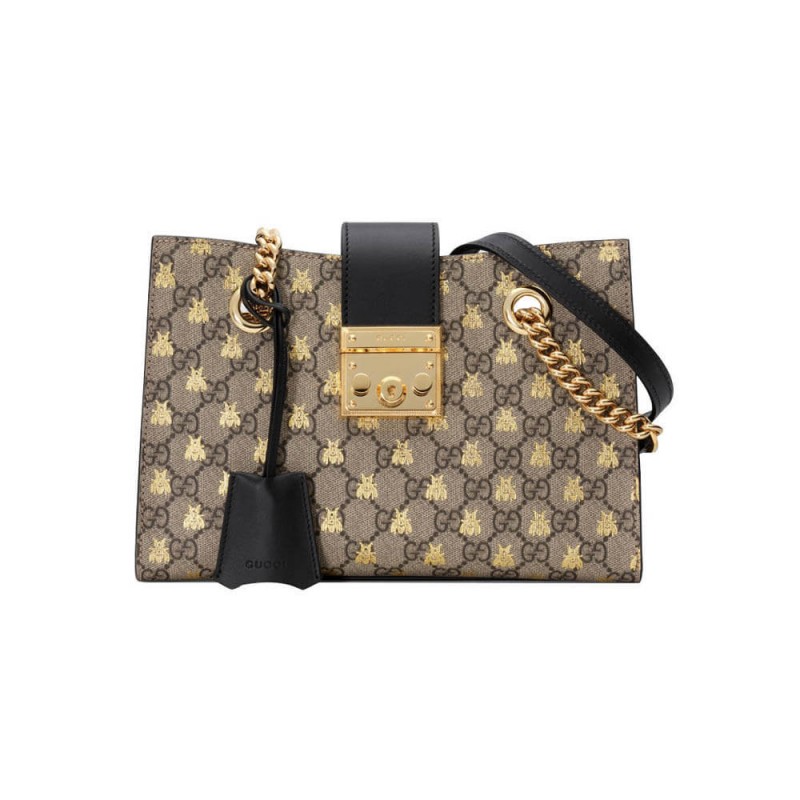 Gucci Padlock Small GG Bees Shoulder Bag 498156