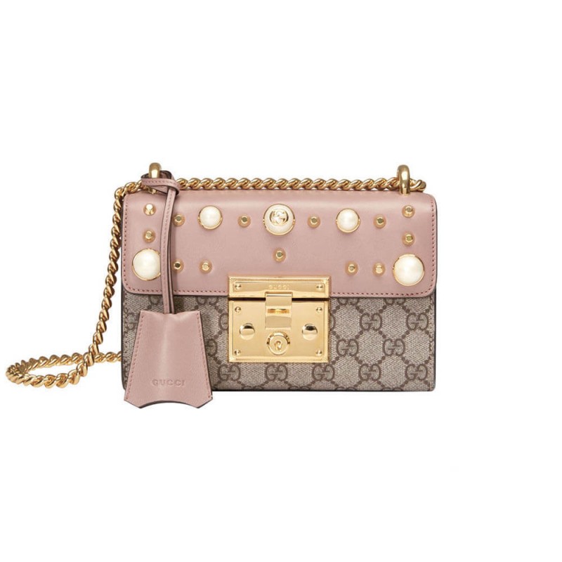 Gucci Padlock Studded GG Supreme Shoulder Bag 432182