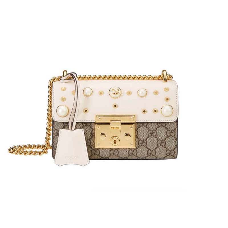 Gucci Padlock Studded GG Supreme Shoulder Bag 432182