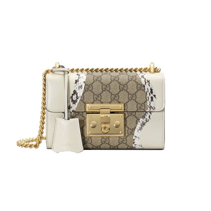 Gucci Padlock Snakeskin Small Shoulder Bag 432182 White