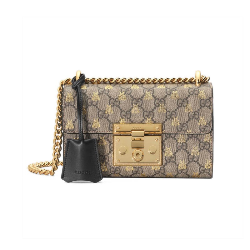 Gucci Padlock Small GG Bees Shoulder Bag 409487