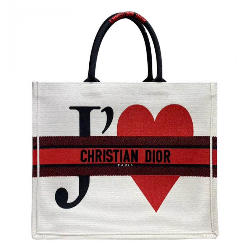 Dior Book Tote Bag With Red Heart M1286