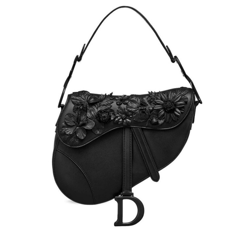 Christian Dior Embroidered Flowers Saddle Bag M0446