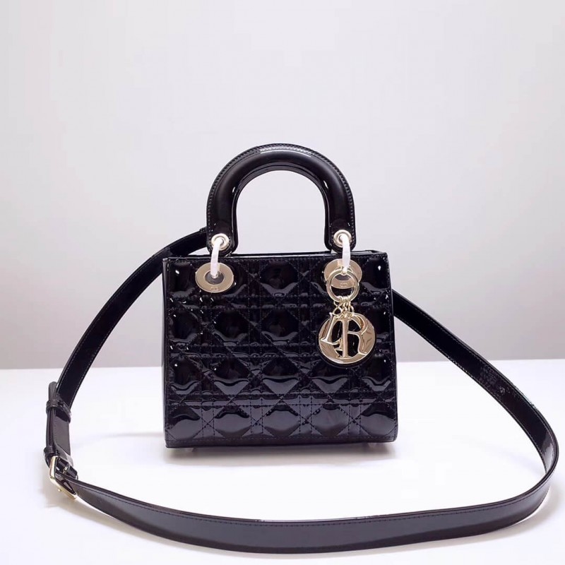 Christian Dior Patent Calfskin Small Lady Dior Bag M0531