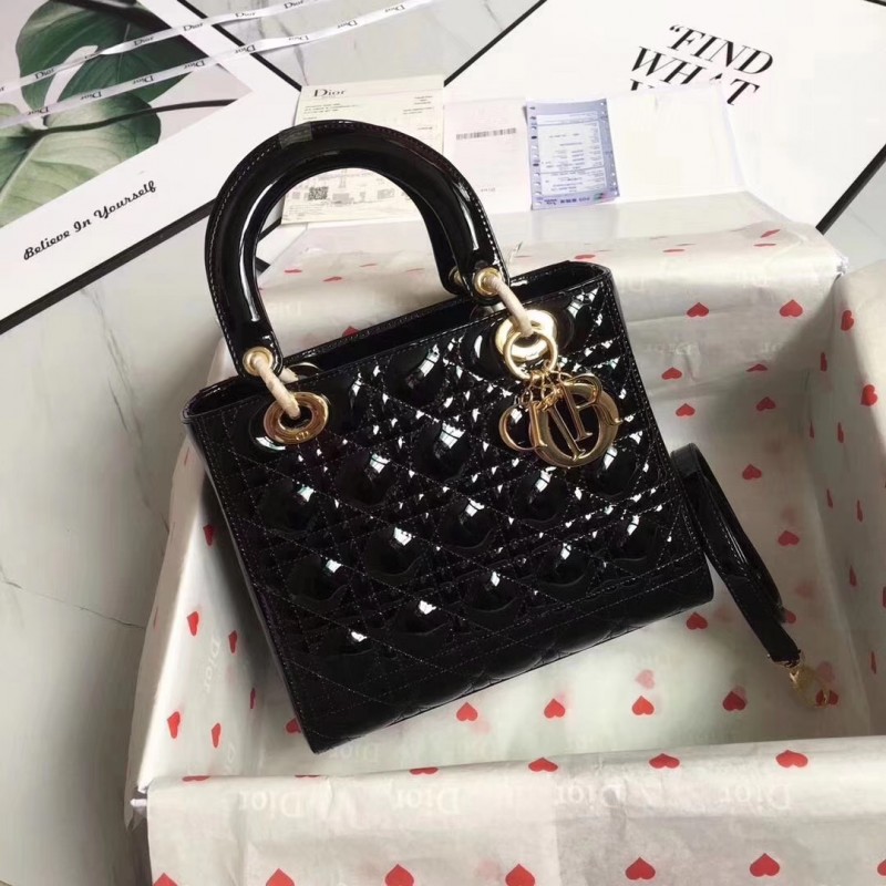 Christian Dior Patent Calfskin Lady Dior Bag M0565