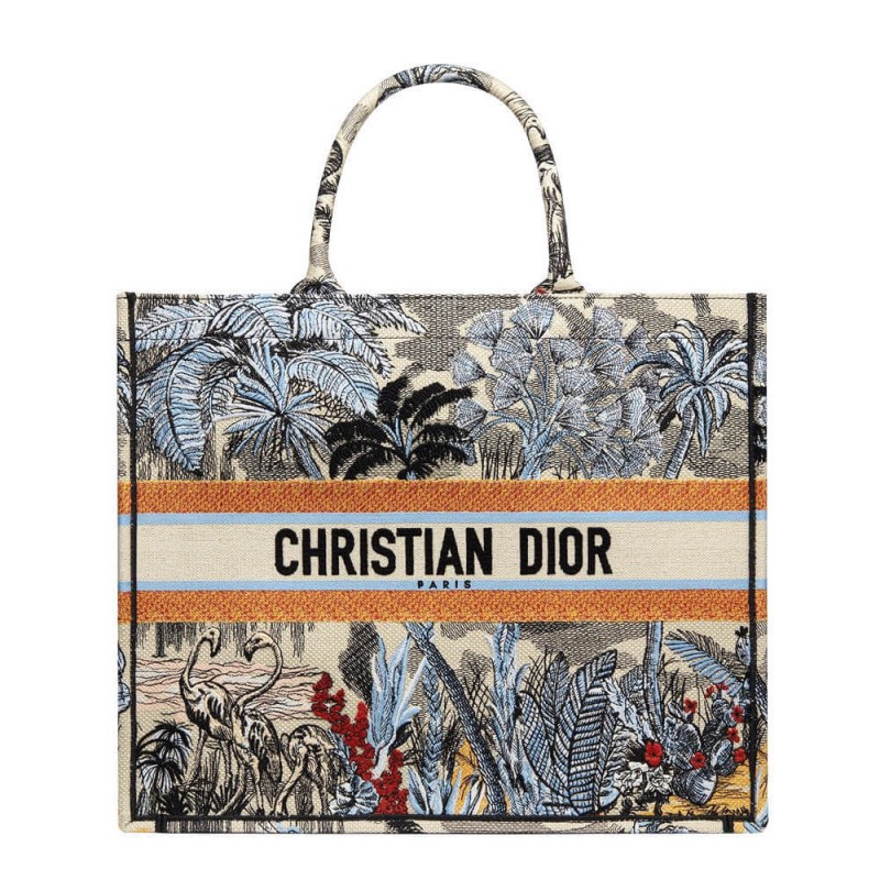 Christian Dior Book Tote Bag In Embroidered Canvas M1286
