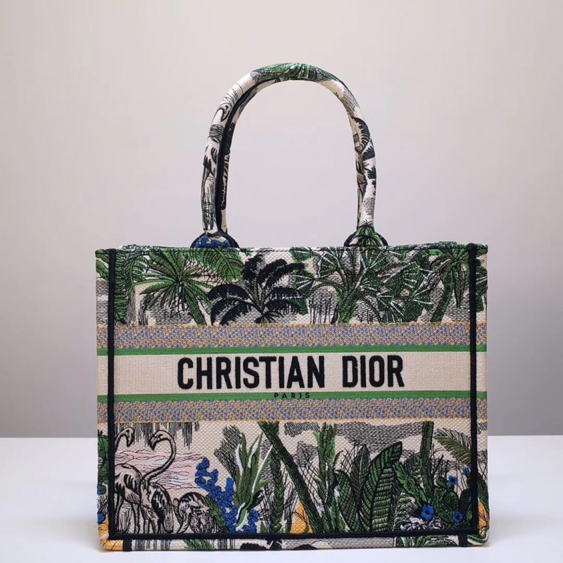 Christian Dior Small Book Tote In Embroidered Canvas M1296