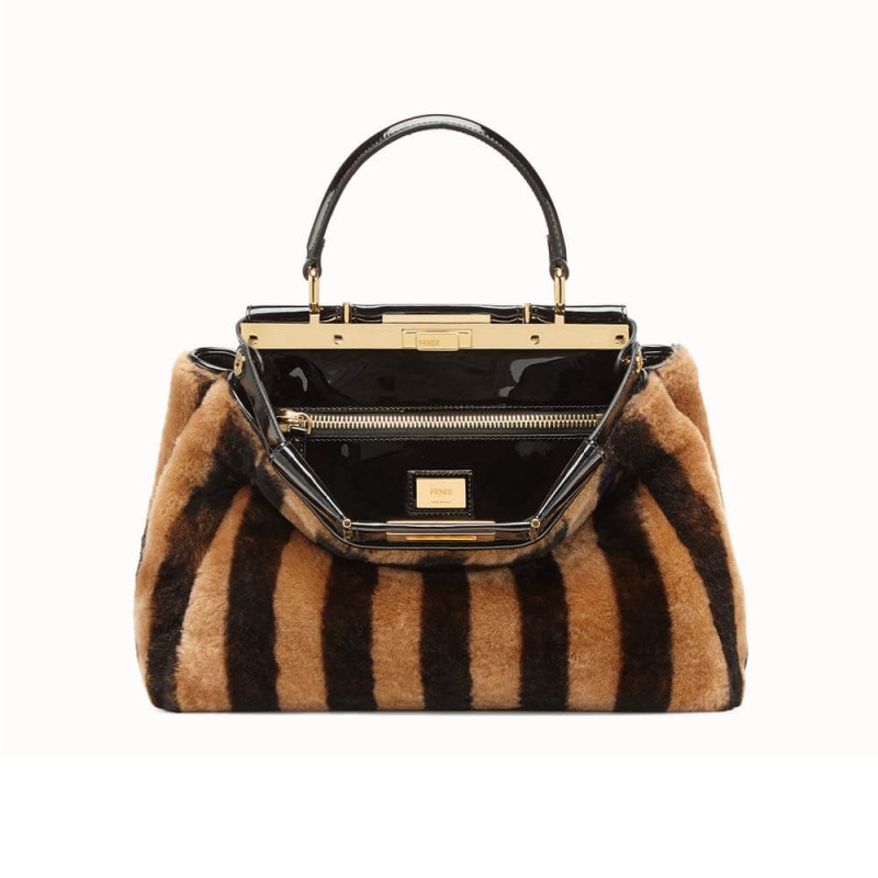 Fendi Peekaboo Iconic Medium Black Mink Bag 8BN290