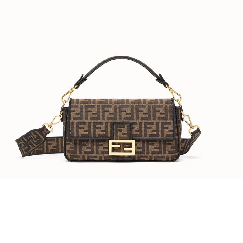 Fendi Brown Fabric Baguette Bag 8BR600