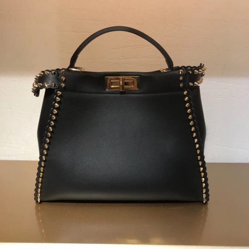 Fendi Peekaboo Medium with Metal-Plated Micro Studs 8BN290