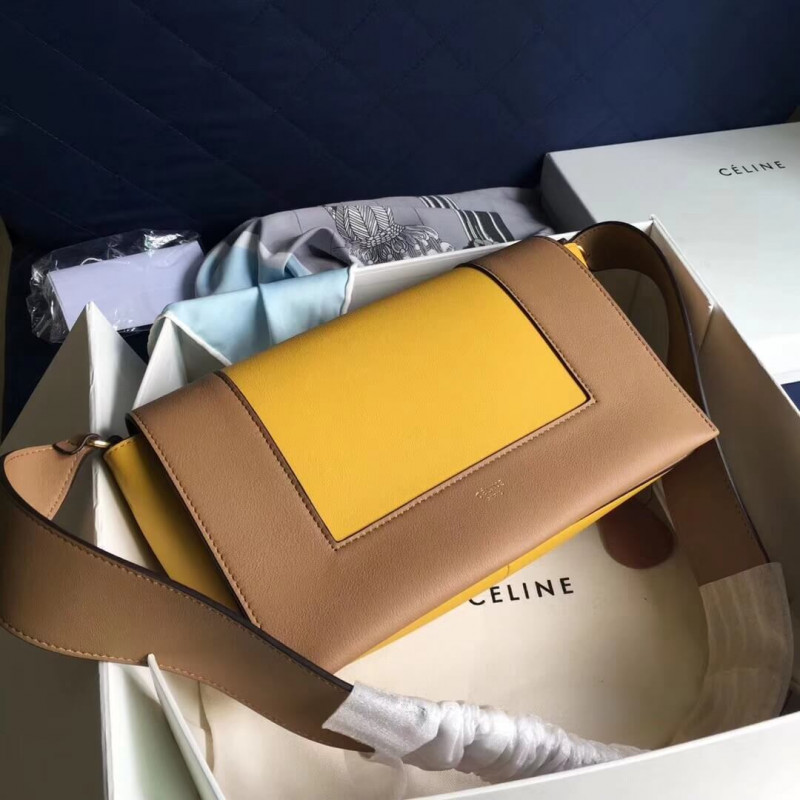 Celine Frame Medium Shoulder Bag 180263 Apricot/Yellow