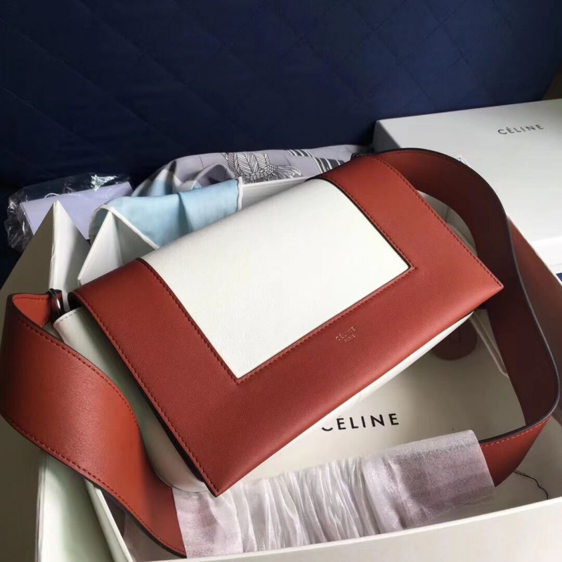 Celine Frame Medium Shoulder Bag 180263 Red/White