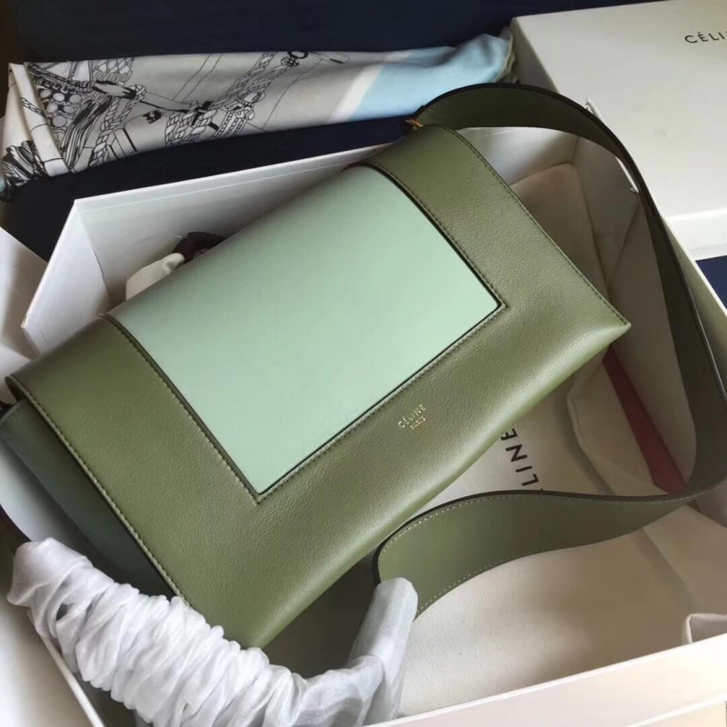 Celine Frame Medium Shoulder Bag 180263 Green/Light Green