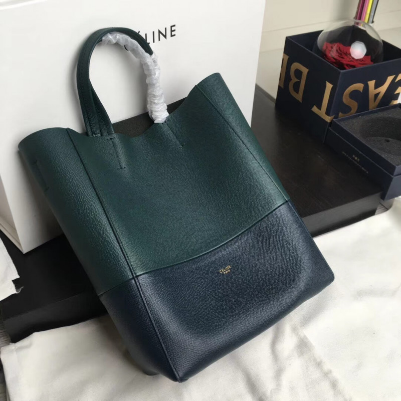 Celine Small Cabas In Grained Calfskin 189813 Green/Blue