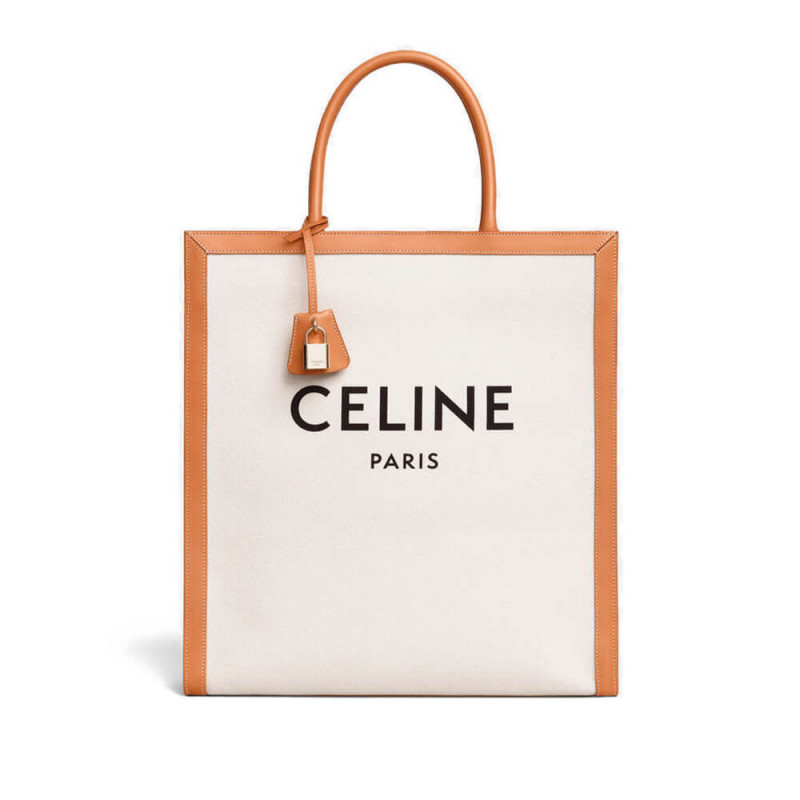 Celine Vertical Cabas Celine In Canvas With Celine Print And Calfskin 190402