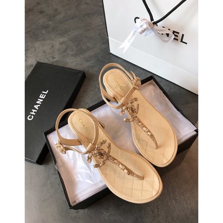 Chanel New style sandals sheepskin pure copper metal chain