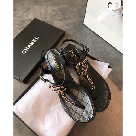 Chanel New style sandals sheepskin pure copper metal chain