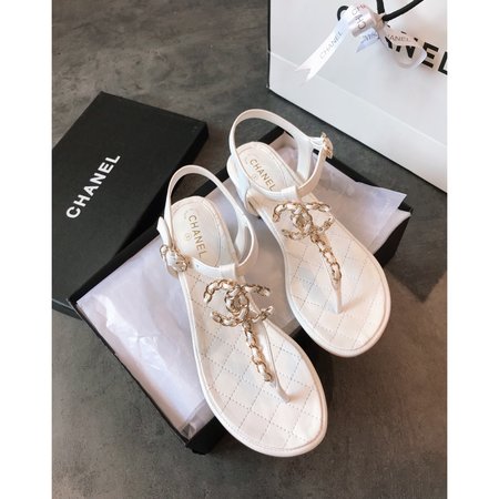 Chanel New style sandals sheepskin pure copper metal chain