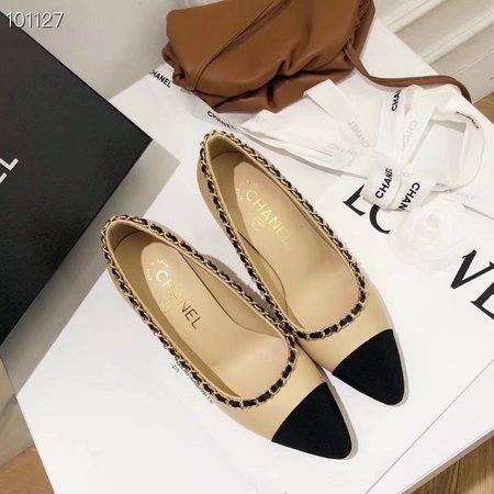 Chanel Cruise women s shoes metal chain pointed toe women s heel height: 4.5cm/8.5cm