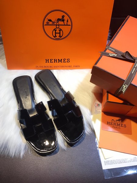 Hermes H series slippers with a random matching silk scarf