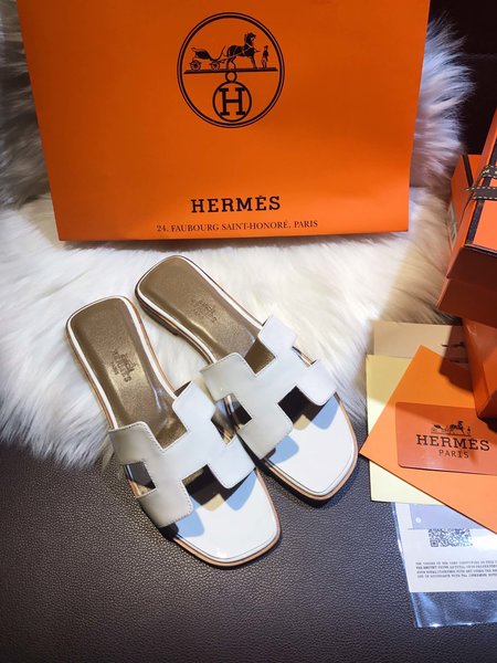 Hermes H series slippers with a random matching silk scarf