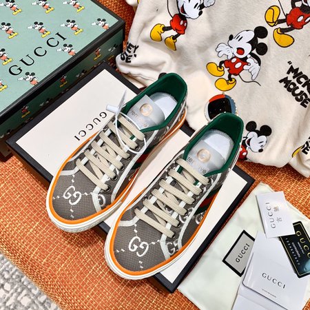 Gucci Double G embroidery material 3D cartoon Mickey canvas shoes