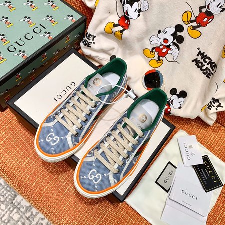 Gucci Double G embroidery material 3D cartoon Mickey canvas shoes