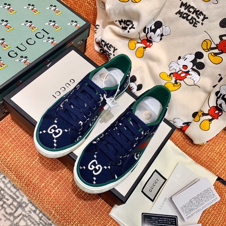 Gucci Double G embroidery material 3D cartoon Mickey canvas shoes