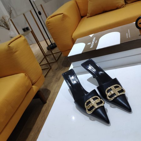 Balenciaga BB buckle low heel slippers