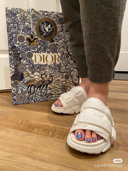 Dior embroidered platform slides