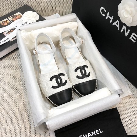 Chanel Open Back Espadrilles sheepskin fabric