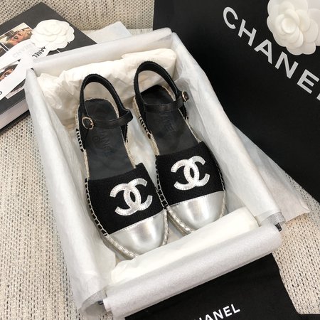 Chanel Open Back Espadrilles sheepskin fabric