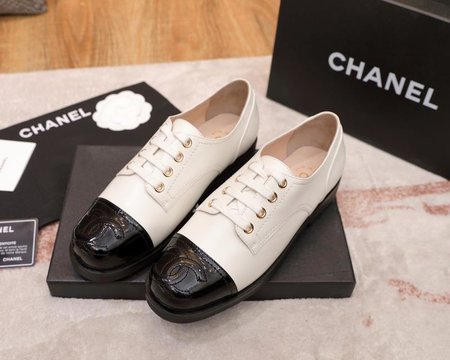 Chanel women s genuine leather and wool stitching shoes