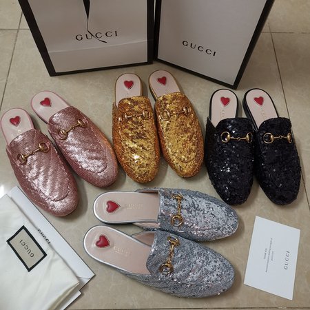 Gucci Horsebit sequin slippers