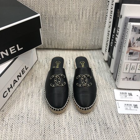 Chanel Espadrilles slippers with CC buckle
