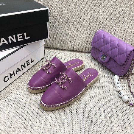 Chanel Espadrilles slippers with CC buckle