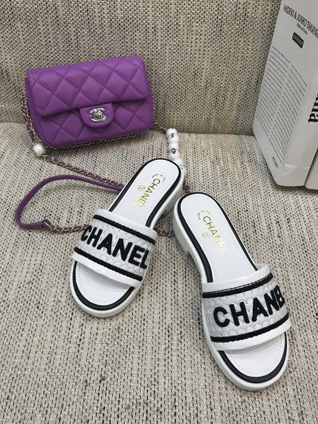 Chanel Embroidered wooden slippers