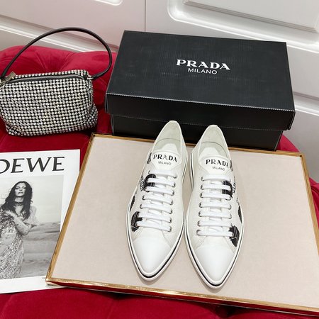 Prada Retro pointed toe canvas shoes